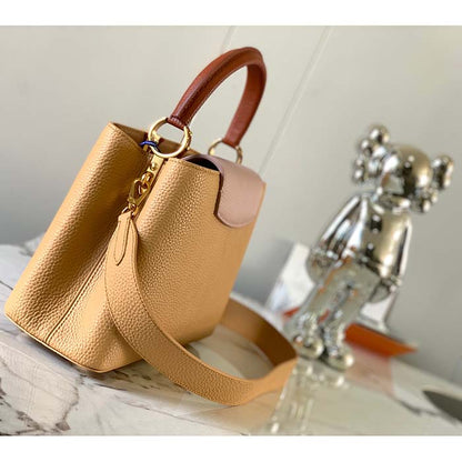 Louis Vuitton LV Women Capucines MM Handbag Beige Brown Taurillon Leather