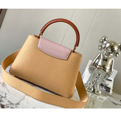 Louis Vuitton LV Women Capucines MM Handbag Beige Brown Taurillon Leather