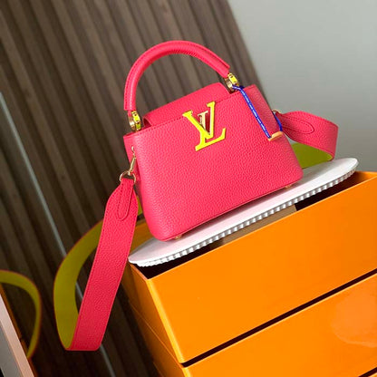Louis Vuitton LV Women Capucines Mini Handbag Dragon Fruit Pink Cedrat Taurillon Leather