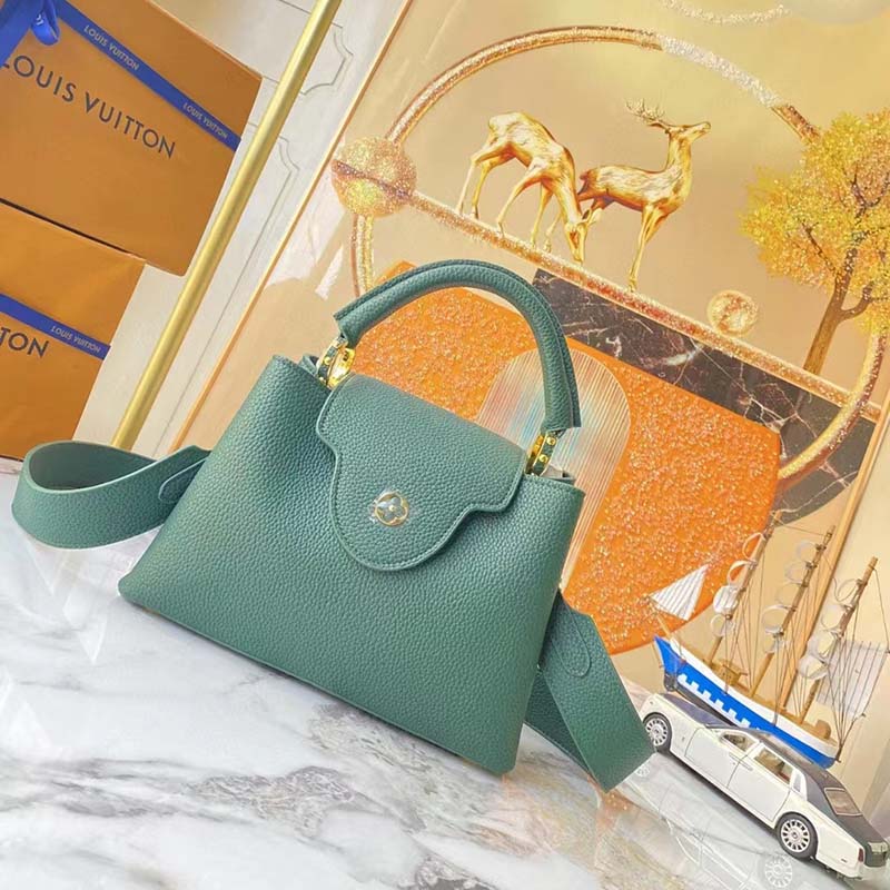 Louis Vuitton LV Women Capucines Mini Handbag Vert D’eau Green Taurillon Leather
