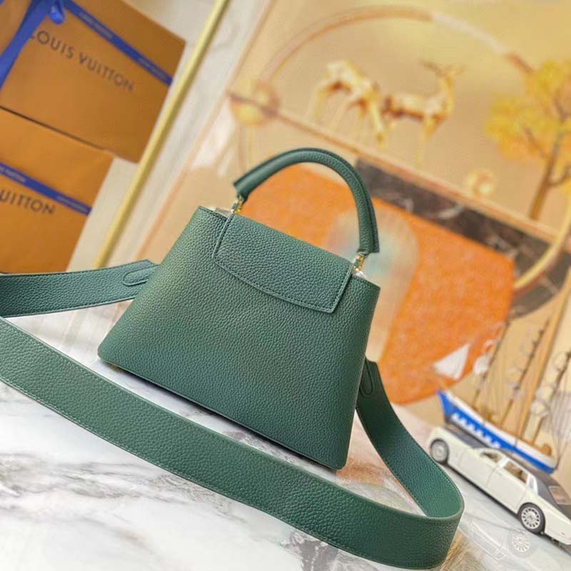 Louis Vuitton LV Women Capucines Mini Handbag Vert D’eau Green Taurillon Leather