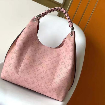 Louis Vuitton LV Women Carmel Hobo Bag Pink Mahina Perforated Calfskin Leather