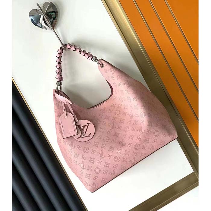 Louis Vuitton LV Women Carmel Hobo Bag Pink Mahina Perforated Calfskin Leather