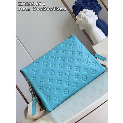 Louis Vuitton LV Women Coussin PM Handbag Azure Blue Lambskin Calfskin