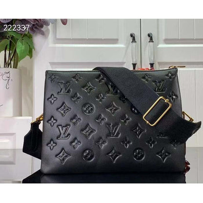 Louis Vuitton LV Women Coussin PM Handbag Black Calfskin Cowhide Leather
