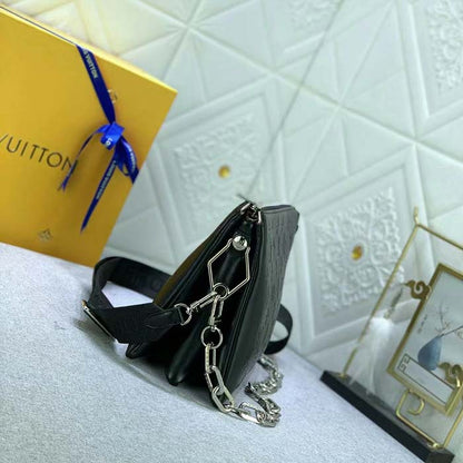 Louis Vuitton LV Women Coussin PM Handbag Black Lambskin Cowhide Leather