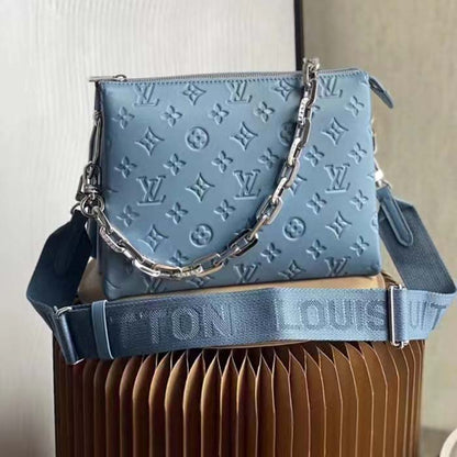 Louis Vuitton LV Women Coussin PM Handbag Ice Blue Lambskin Cowhide Leather