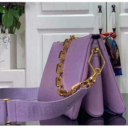 Louis Vuitton LV Women Coussin PM Handbag Light Purple Lambskin Zip Closure