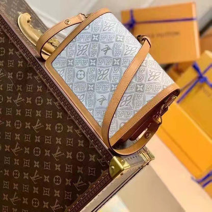 Louis Vuitton LV Women Dauphine MM Handbag Ecru Caramel Since 1854 Jacquard