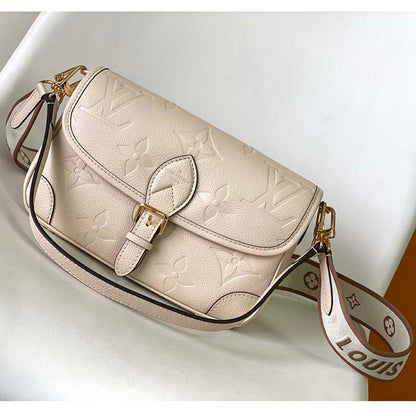 Louis Vuitton LV Women Diane Crème Beige Embossed Supple Grained Cowhide Leather