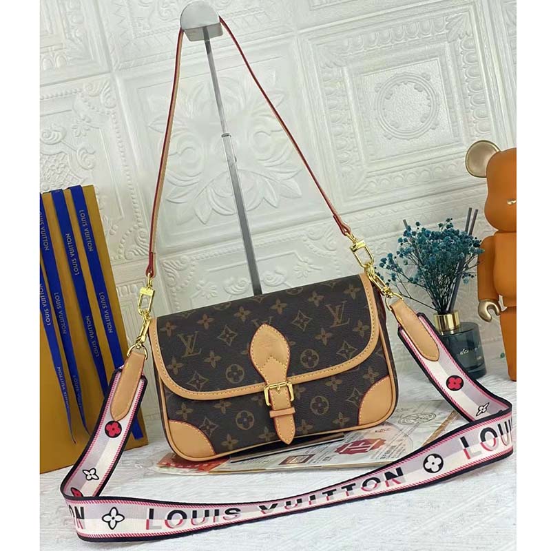 Louis Vuitton LV Women Diane Satchel Brown Monogram Coated Canvas Textile Lining