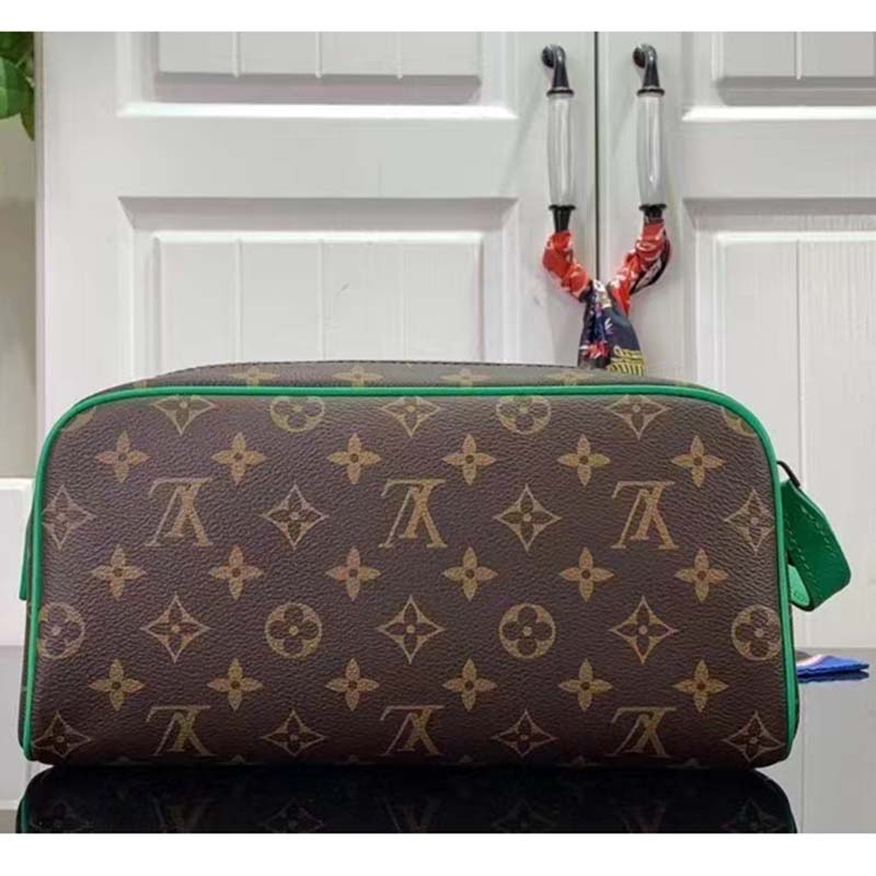 Louis Vuitton LV Unisex Dopp Kit Toilet Pouch Monogram Macassar Coated Canvas