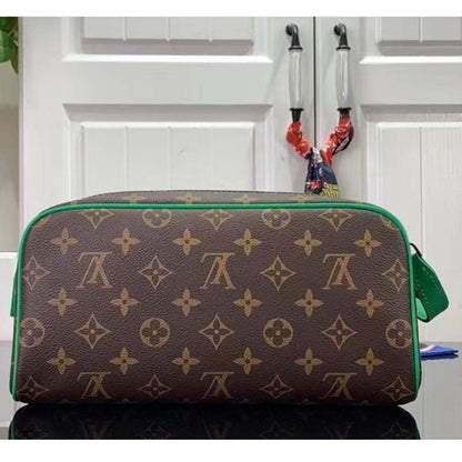 Louis Vuitton LV Unisex Dopp Kit Toilet Pouch Monogram Macassar Coated Canvas