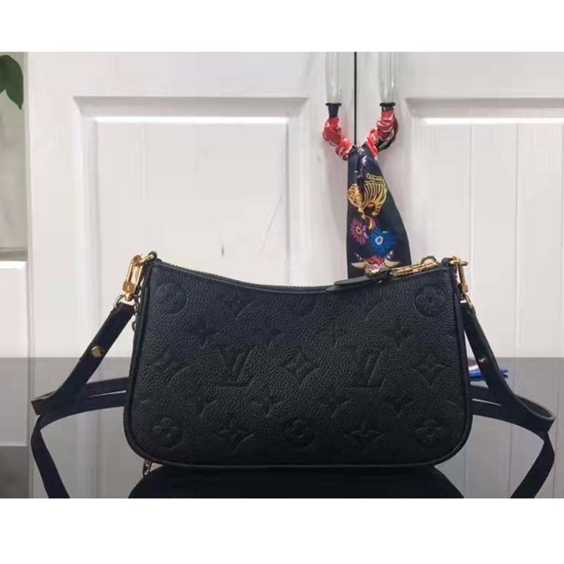 Louis Vuitton LV Women Easy Pouch On Strap Black Monogram Supple Grained Cowhide