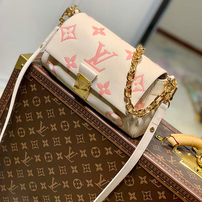 Louis Vuitton LV Women Favorite Handbag Pink Monogram Empreinte Embossed Supple Grained Cowhide