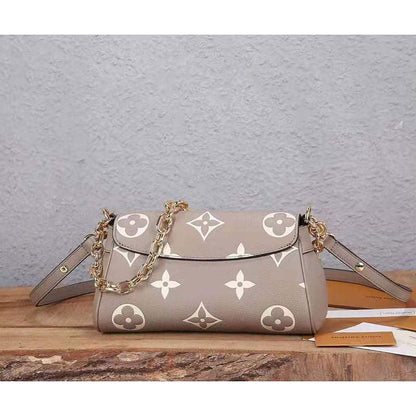 Louis Vuitton LV Women Favorite Tourterelle Gray Cream Monogram Empreinte Embossed Supple Grained Cowhide