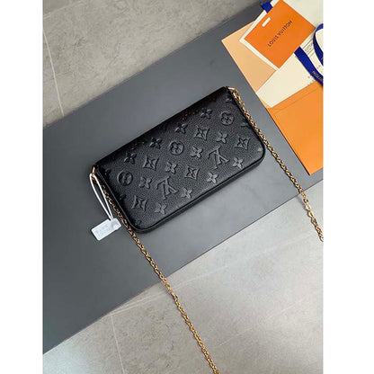 Louis Vuitton LV Women Félicie Pochette Black Monogram Empreinte Embossed Supple Grained Cowhide