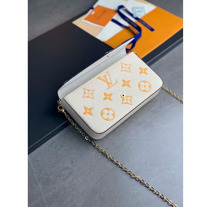 Louis Vuitton LV Women Félicie Pochette Pink Monogram Empreinte Embossed Supple Grained Cowhide