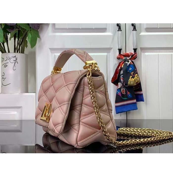 Louis Vuitton LV Women GO-14 MM Beige Pink Lamb Leather Cowhide Leather