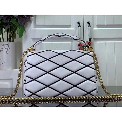 Louis Vuitton LV Women GO-14 MM White Black Lamb Leather Cowhide Leather