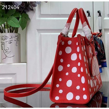 Louis Vuitton LV Women LV x YK OnTheGo PM Red White Embossed Grained Monogram Empreinte Cowhide