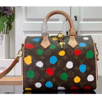 Louis Vuitton LV Women LV x YK Speedy Bandoulière 25 Monogram Coated Canvas 3D Painted Dots Print