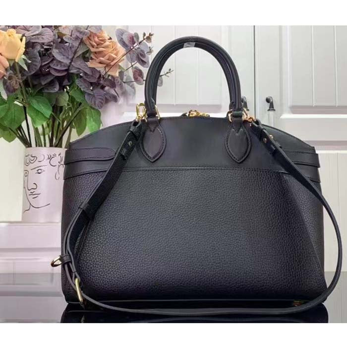 Louis Vuitton LV Women Lock It MM Black Taurillon Leather Smooth Calfskin Calf Leather