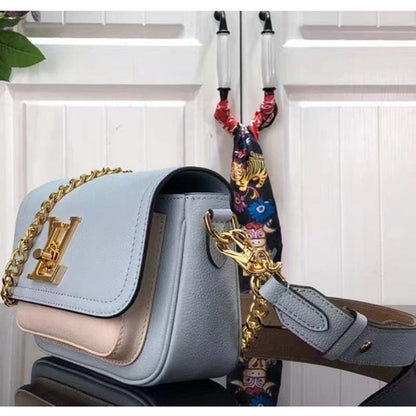 Louis Vuitton LV Women Lockme Tender Bleu Nuage Blue Grained Calf Leather