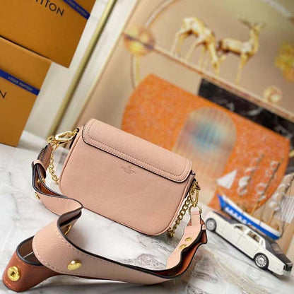 Louis Vuitton LV Women Lockme Tender Pochette Trianon Pink Quartz White Grained Calf