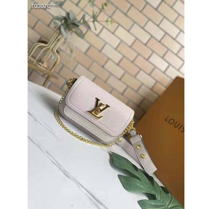 Louis Vuitton LV Women Lockme Tender Rosewater Greige Grained Calf Leather