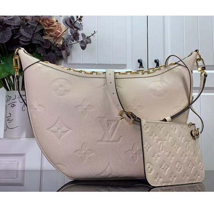 Louis Vuitton LV Women Loop Hobo Cream Monogram Empreinte Embossed Grained Cowhide Leather