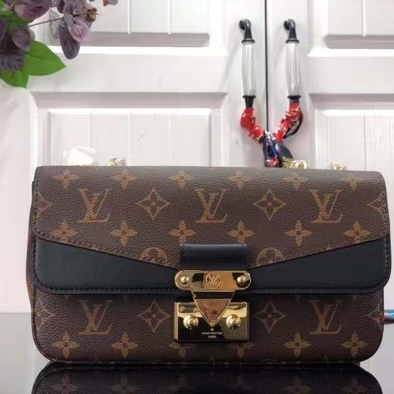 Louis Vuitton LV Women Marceau Black Monogram Coated Canvas Cowhide Leather