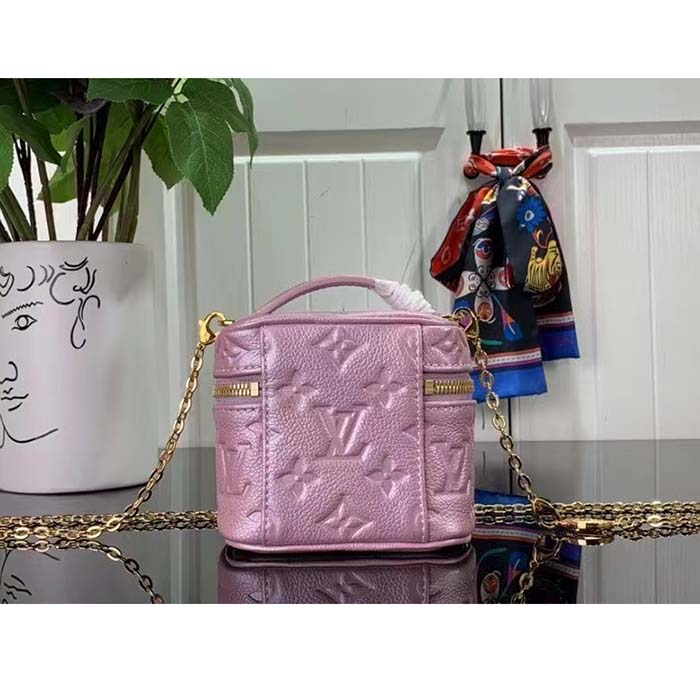 Louis Vuitton LV Women Micro Vanity Pearly Lilac Monogram Empreinte Embossed Supple Grained Cowhide
