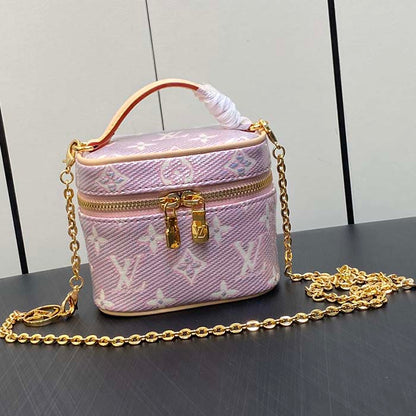 Louis Vuitton LV Women Micro Vanity Pink Monogram Coated Canvas Natural Cowhide-Leather