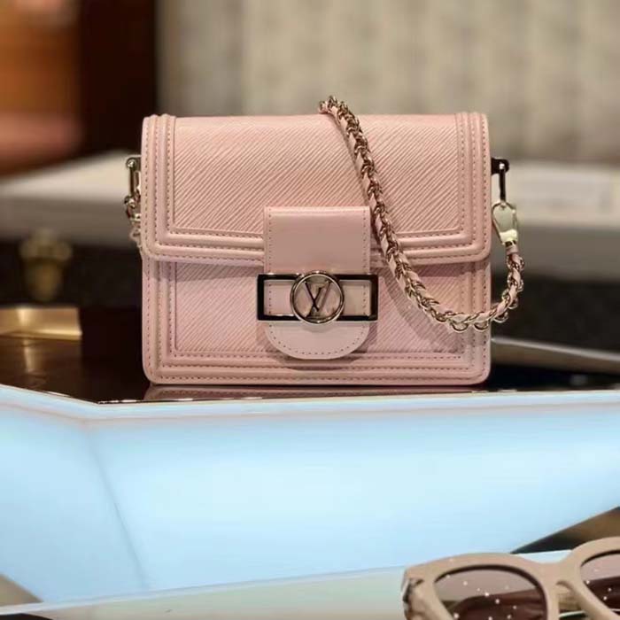Louis Vuitton LV Women Mini Dauphine Handbag Pink Epi Grained Cowhide Leather