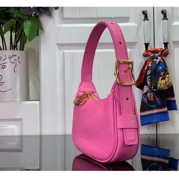 Louis Vuitton LV Women Mini Moon Pink Monogram Empreinte Embossed Supple Grained Cowhide Leather