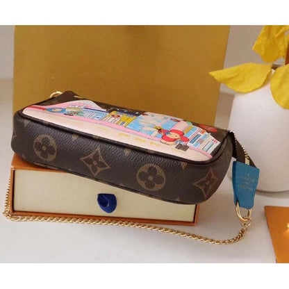Louis Vuitton LV Women Mini Pochette Accessoires Blue Monogram Coated Canvas