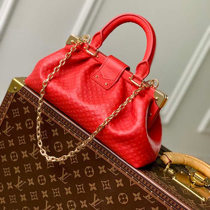 Louis Vuitton LV Women Monogram Clutch Red Calfskin Leather S-Lock