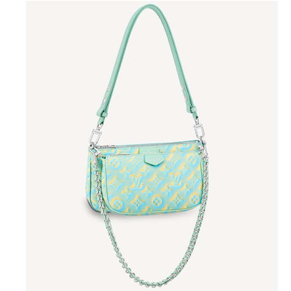 Louis Vuitton LV Women Multi Pochette Accessoires Green Sprayed Embossed Grained Cowhide
