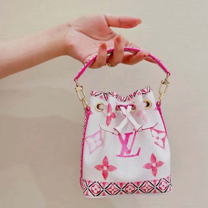 Louis Vuitton LV Women Nano Noé Bucket Bag Pink Monogram Coated Canvas