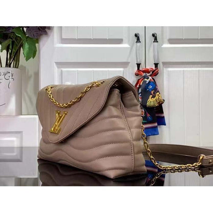 Louis Vuitton LV Women New Wave Chain Bag GM Dark Taupe Quilted Smooth Calf Leather