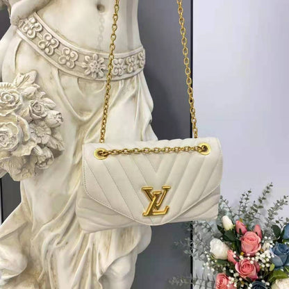 Louis Vuitton LV Women New Wave Chain Bag Handbag White Smooth Cowhide Leather