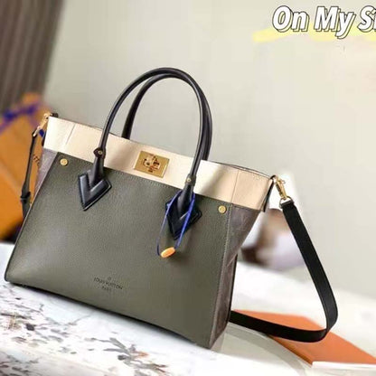 Louis Vuitton LV Women On My Side MM Green Twist Calfskin Monogram Canvas