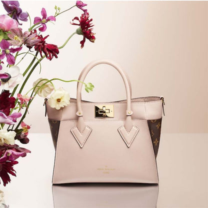 Louis Vuitton LV Women On My Side PM Handbag Greige Monogram Coated Canvas Calf