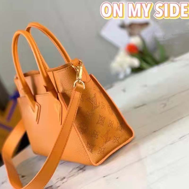 Louis Vuitton LV Women On My Side PM Handbag Orange Monogram Coated Canvas Calf