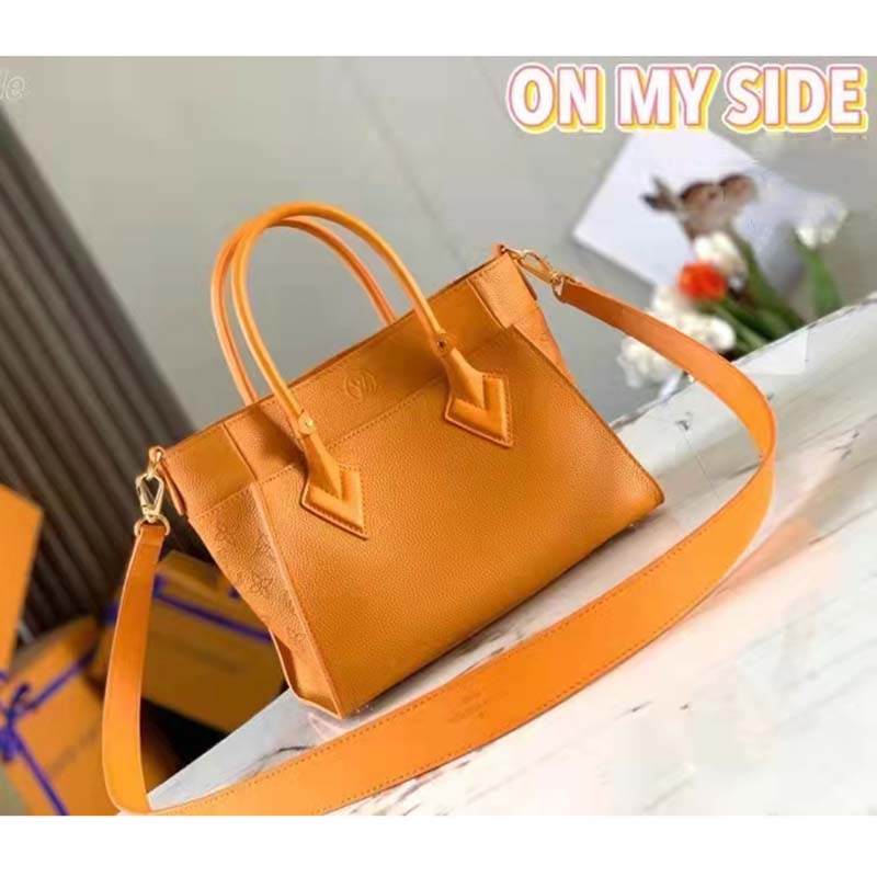 Louis Vuitton LV Women On My Side PM Handbag Orange Monogram Coated Canvas Calf