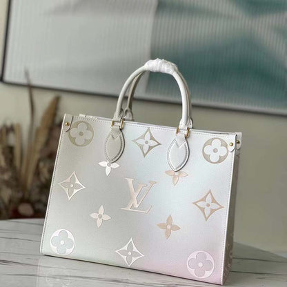 Louis Vuitton LV Women OnTheGo MM Tote Sunset Kaki Monogram Coated Canvas