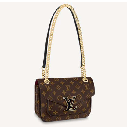 Louis Vuitton LV Women Passy Handbag in Monogram Coated Canvas-Brown