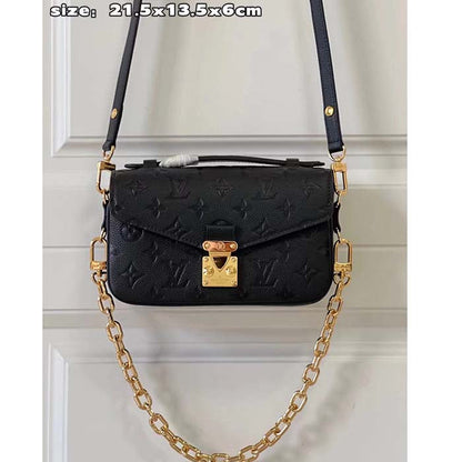 Louis Vuitton LV Women Pochette Métis East West Bag Black Grained Cowhide Leather
