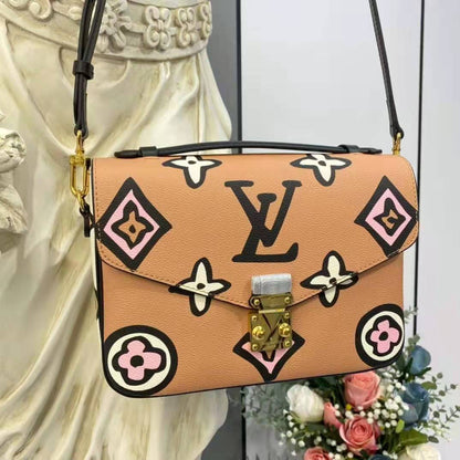 Louis Vuitton LV Women Pochette Métis Handbag Arizona Beige Monogram Coated Canvas Cowhide
